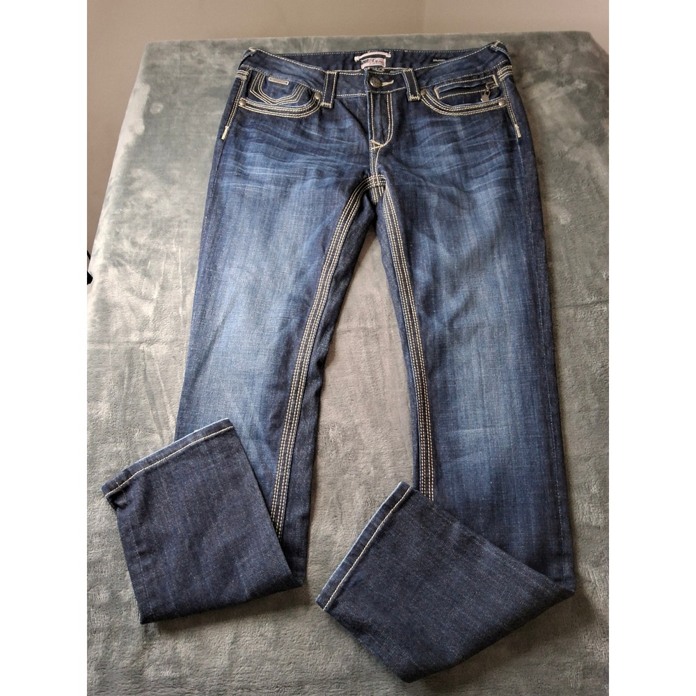 Rock Revival for Express Skinny Jeans Dark Wash Contrast Stitching Womens 10R